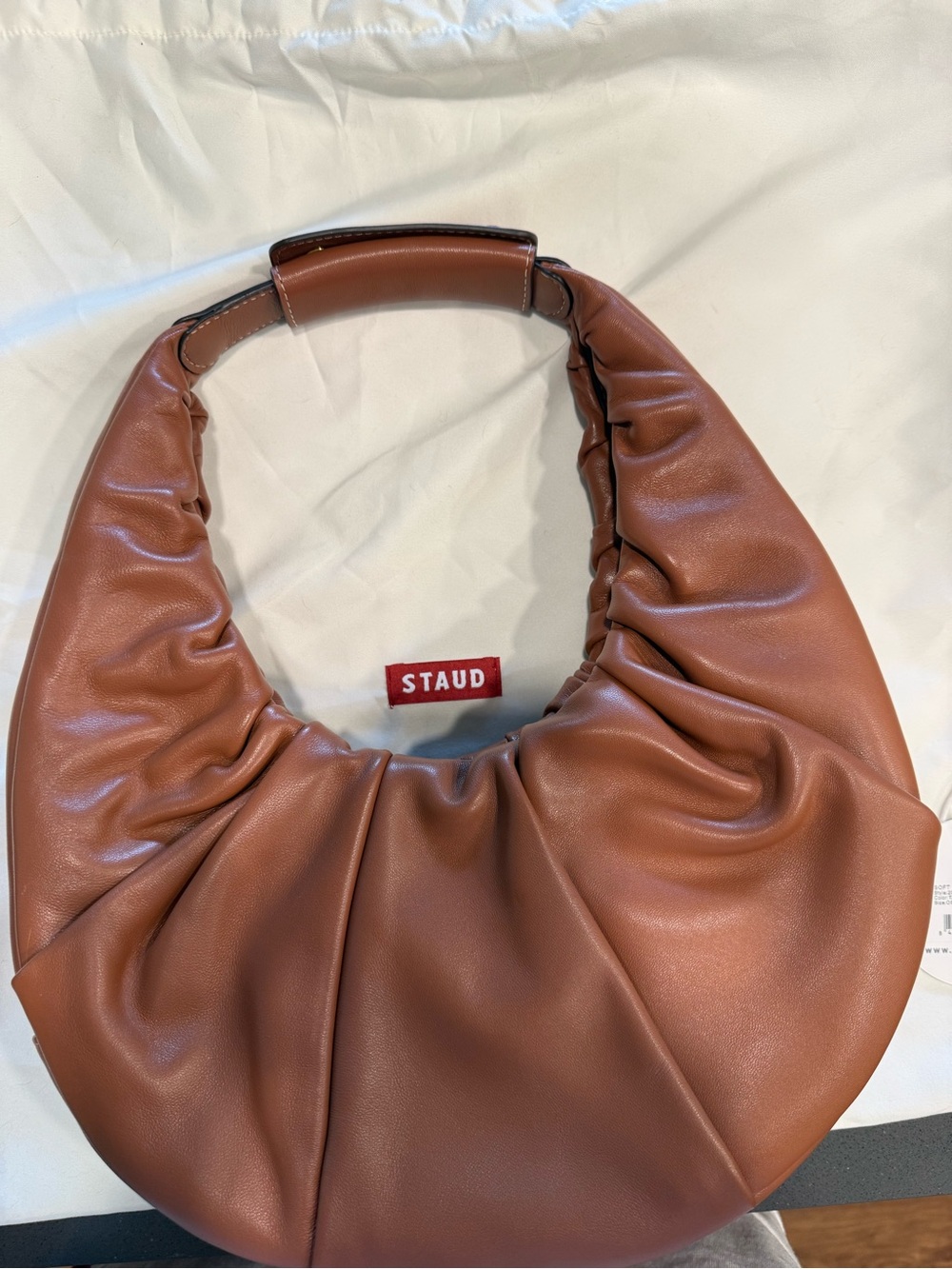 STAUD Soft Moon Bag in Tan